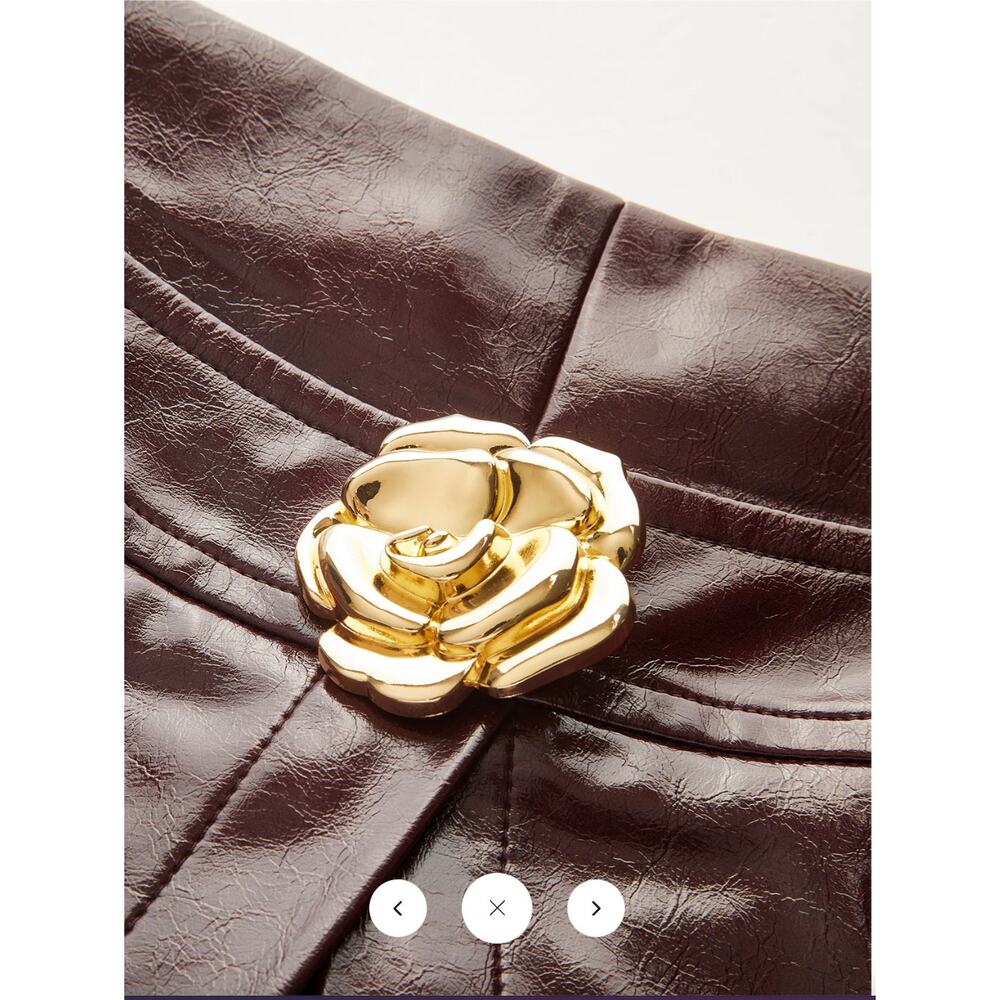 Commense Metal Rose Faux Leather Skort Sz XS - Picture 4 of 4